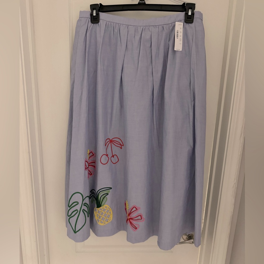 J Crew tropical embroidered skirt